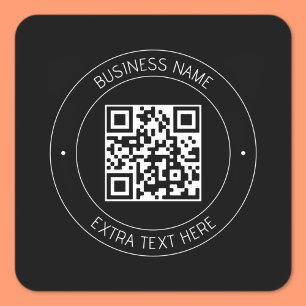 Ihr QR-Code & bearbeitbarer Text Schwarz & Weiß Quadratischer Aufkleber
