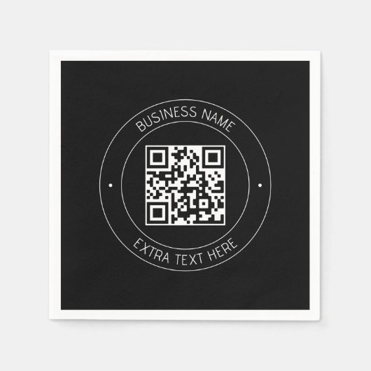 Ihr QR-Code & bearbeitbarer Text | Schwarz & Weiß Serviette (Vorderseite)