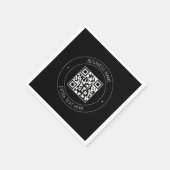 Ihr QR-Code & bearbeitbarer Text | Schwarz & Weiß Serviette (Ecke)