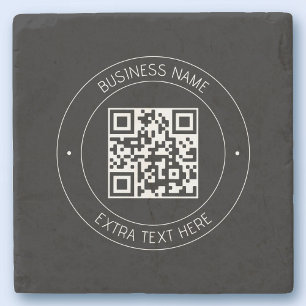 Ihr QR-Code & bearbeitbarer Text Schwarz & Weiß Steinuntersetzer