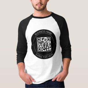 Ihr QR-Code & bearbeitbarer Text   Schwarz & Weiß T-Shirt