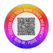 Ihr QR-Code - benutzerdefinierte Textfarbenzuordnu Schneidebrett (Vorderseite)