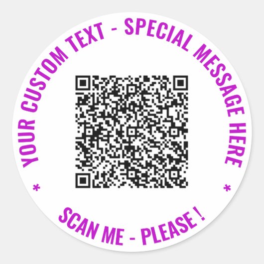 Ihr QR-Code benutzerdefinierter Text Branded Stick Runder Aufkleber (Vorderseite)
