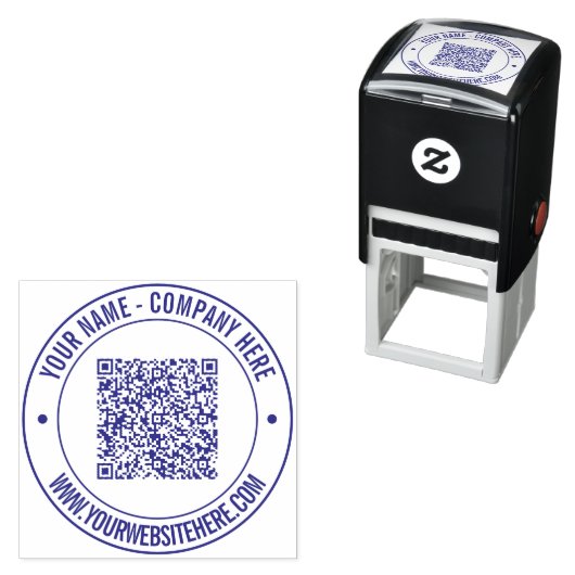 Ihr QR-Code benutzerdefinierter Text rund selbstfä Permastempel (Beispiel)