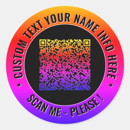 Ihr QR-Code benutzerdefinierter Text runder Aufkle Aufkleber (Vorderseite)