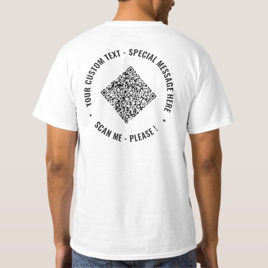 Ihr QR-Code Custom-Text Branded T-Shirt Beispiel (Rückseite)