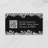 Ihr QR-Code floral Black Elegant Stilvolle Gotik Visitenkarte (Rückseite)