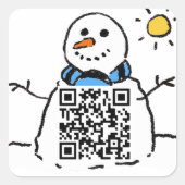 Ihr QR-Code für einen Schneemann Quadratischer Aufkleber (Vorderseite)