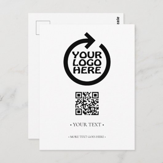 Ihr QR-Code für Unternehmen und Ihr Logo Postkarte (Vorne/Hinten)