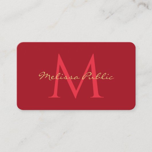 Ihr QR Code Gold Text Name Skript Ruby Red Visitenkarte (Vorderseite)