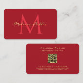 Ihr QR Code Gold Text Name Skript Ruby Red Visitenkarte (Vorne/Hinten)