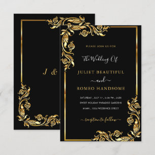 Ihr QR-Code Info Black Gold Wedding Einladung