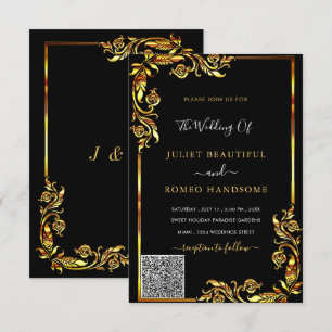Ihr QR-Code Info Black Gold Wedding Einladung