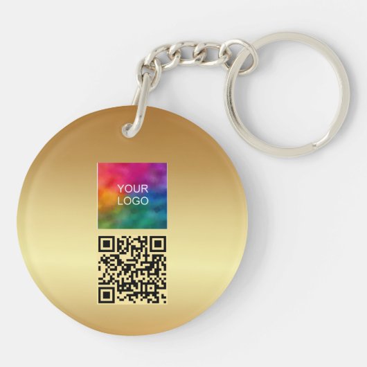 Ihr QR Code Logo Gold Doppelsiger Kreis Schlüsselanhänger (Rückseite)