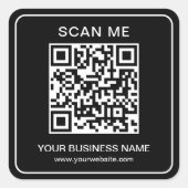 Ihr QR-Code Name Url-Vorlage schwarz Quadratischer Aufkleber (Vorderseite)