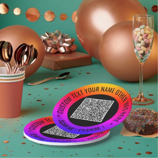 Ihr QR-Code Personalisierter Text-Teller Pappteller (Multi)