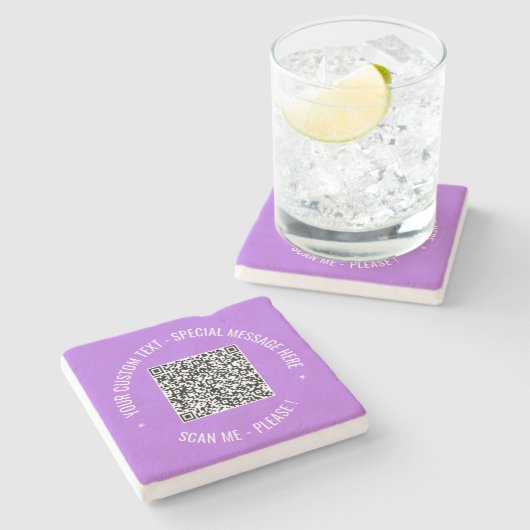 Ihr QR-Code Scan Info Benutzerdefinierter Textston Steinuntersetzer (Seitenansicht)