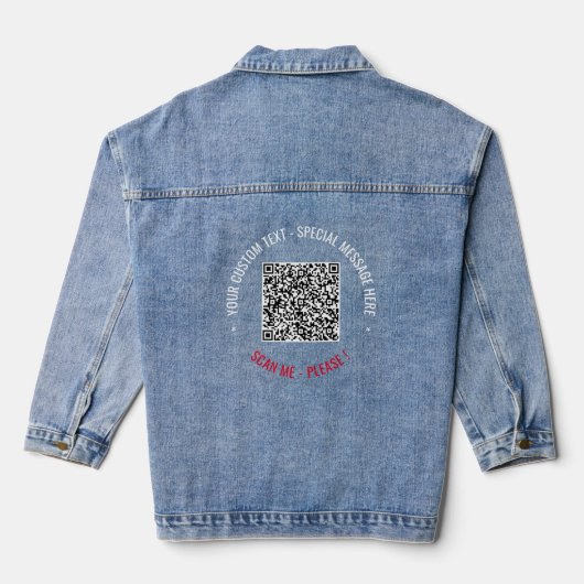 Ihr QR Code Scan Info Text Funny Denim Jacket Jeansjacke (Rückseite)