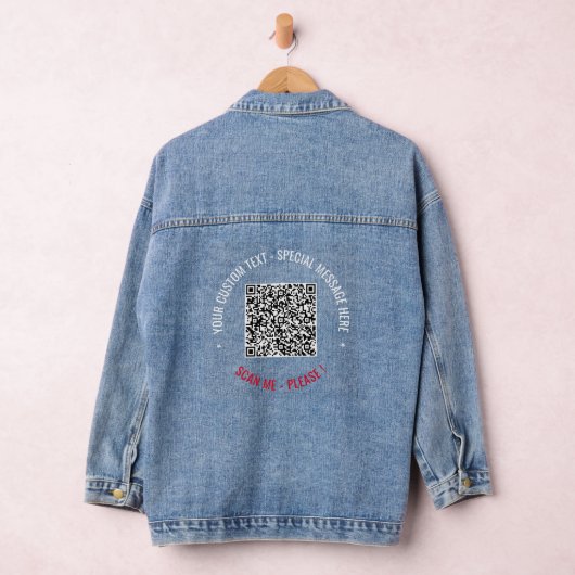 Ihr QR Code Scan Info Text Funny Denim Jacket Jeansjacke (Hangar)