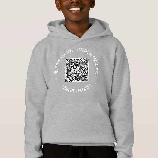 Ihr QR Code Scan Info Text Modernes Geschenk Hoodie (Vorderseite)