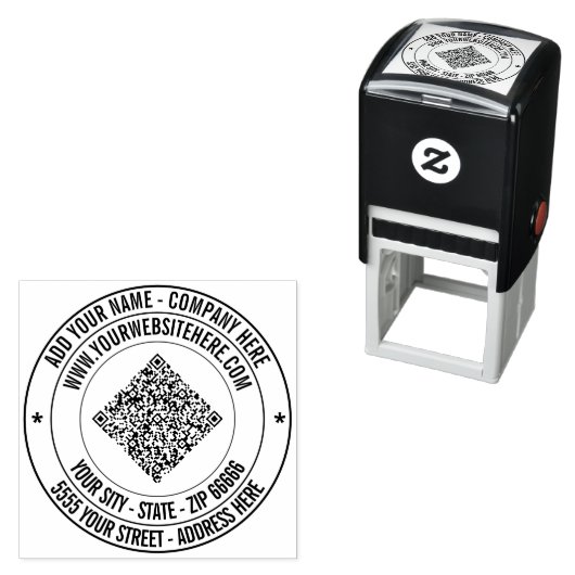Ihr QR-Code-Text-Adresse-Rund-Selbstfärbestempel Permastempel (Beispiel)
