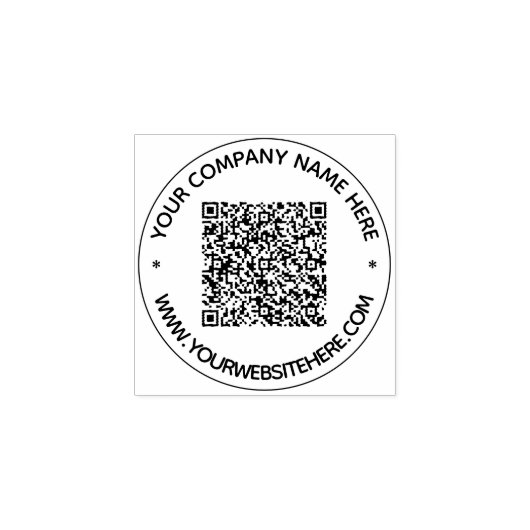 Ihr QR-Code Text Info Rund Gummistempel Beispiel (Prägung)