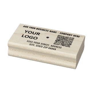 Ihr QR-Code-Text und Logo-Adresse-Stempel Beispiel Gummistempel