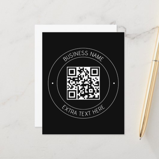 Ihr QR-Code und bearbeiteter Text | Schwarz/Weiß (Vorderseite/Rückseite Beispiel)