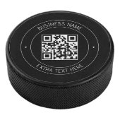 Ihr QR-Code und bearbeiteter Text | Schwarz/Weiß Eishockey Puck (3/4)