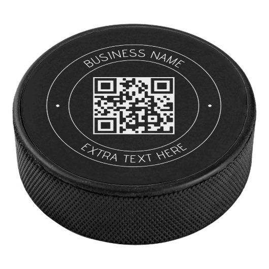 Ihr QR-Code und bearbeiteter Text | Schwarz/Weiß Eishockey Puck (3/4)