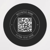 Ihr QR-Code und bearbeiteter Text | Schwarz/Weiß Etiketten (Design 1)
