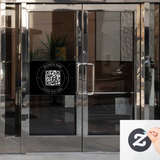 Ihr QR-Code und bearbeiteter Text | Schwarz/Weiß Fensteraufkleber (Büro Tür)