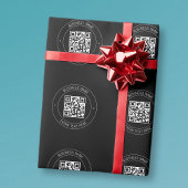 Ihr QR-Code und bearbeiteter Text | Schwarz/Weiß Geschenkpapier