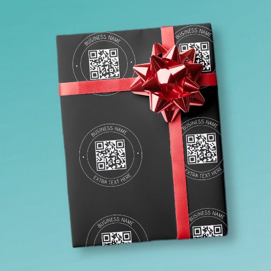 Ihr QR-Code und bearbeiteter Text | Schwarz/Weiß Geschenkpapier