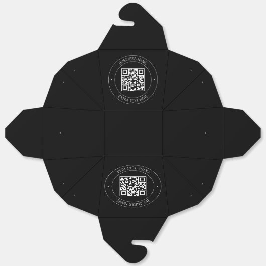 Ihr QR-Code und bearbeiteter Text | Schwarz/Weiß Geschenkschachtel (Ungefaltet)
