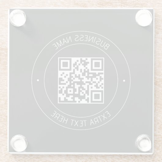 Ihr QR-Code und bearbeiteter Text | Schwarz/Weiß Glasuntersetzer (Rückseite)