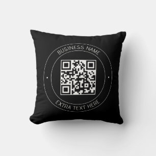 Ihr QR-Code und bearbeiteter Text   Schwarz/Weiß Kissen