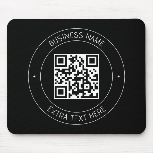 Ihr QR-Code und bearbeiteter Text | Schwarz/Weiß Mousepad (Vorne)