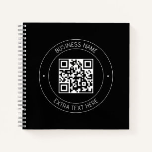 Ihr QR-Code und bearbeiteter Text Schwarz/Weiß Notizblock
