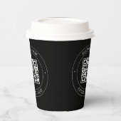 Ihr QR-Code und bearbeiteter Text | Schwarz/Weiß Pappbecher (Links)