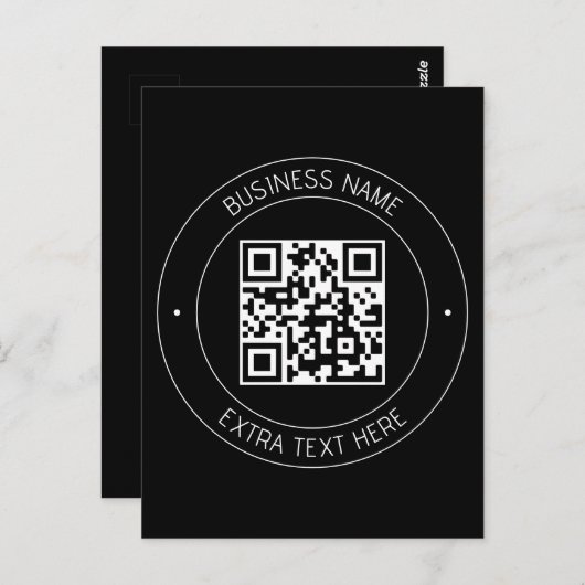 Ihr QR-Code und bearbeiteter Text | Schwarz/Weiß Postkarte (Vorne/Hinten)