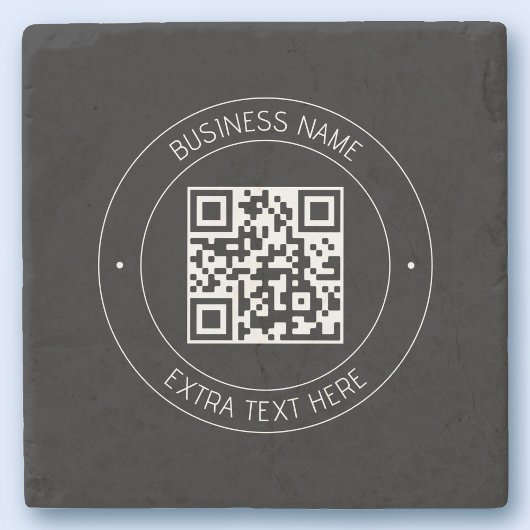Ihr QR-Code und bearbeiteter Text | Schwarz/Weiß Steinuntersetzer