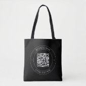 Ihr QR-Code und bearbeiteter Text | Schwarz/Weiß Tasche (Vorderseite)