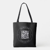 Ihr QR-Code und bearbeiteter Text | Schwarz/Weiß Tasche (Rückseite)
