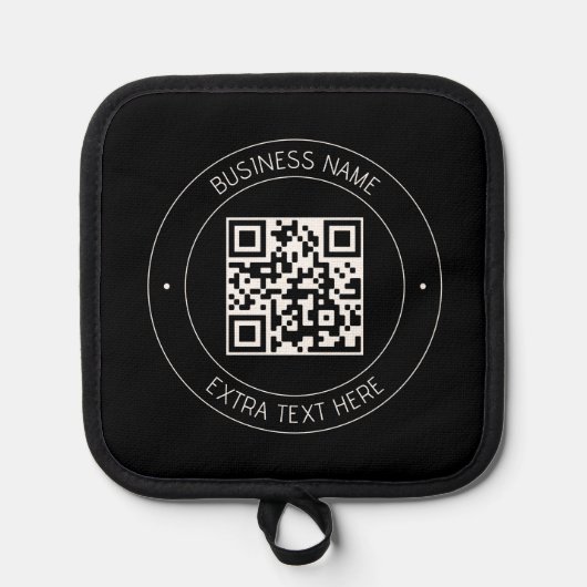 Ihr QR-Code und bearbeiteter Text | Schwarz/Weiß Topflappen (Vorderseite)