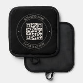 Ihr QR-Code und bearbeiteter Text | Schwarz/Weiß Topflappen (Vorderseite/Rückseite)