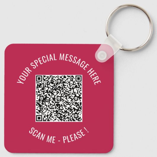 Ihr QR-Code und Ihr benutzerdefinierter Text- und  Schlüsselanhänger (Rückseite)