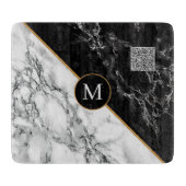 Ihr QR-Code und Letter Glass Cutting Board Marmor Schneidebrett (Vorderseite)