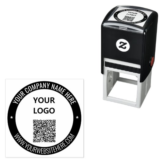 Ihr QR-Code und Logo Farbrundstempel Vorlage Permastempel (Beispiel)
