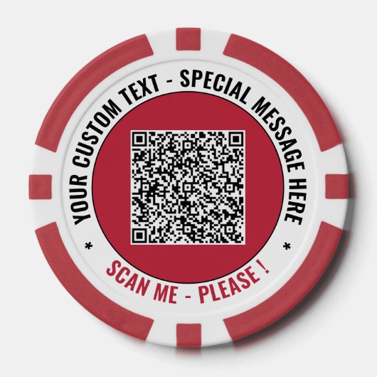 Ihr QR-Code und Text Branded Poker Chips Beispiel (Vorderseite)
